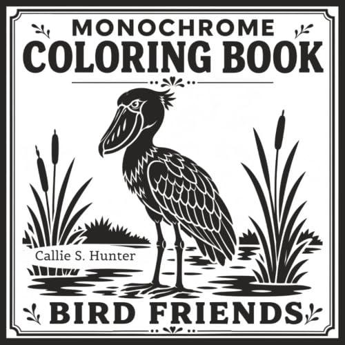 Monochrome Coloring Book Bird Friends: Cover the Pale Gray Shading With Marker to Create Bold, Beautiful Art (One Color, Infinite Calm, Completely Yours) image 2
