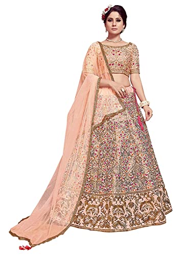 Smart Club Women's Silk Unstitched Lehenga Choli With Dupatta