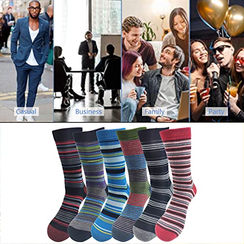 Lavencious Mens Black and Multi-Color Dress Socks, Viscose Fiber Crew Socks for Men Socks Size 10-13, 5/6 Pairs 5