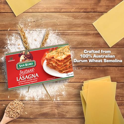 Image of San Remo Instant Lasagna Pasta 250g| Quick Cooking | Vegetarian | No Preservatives | Classic Pasta Sheets (Pack of 3)