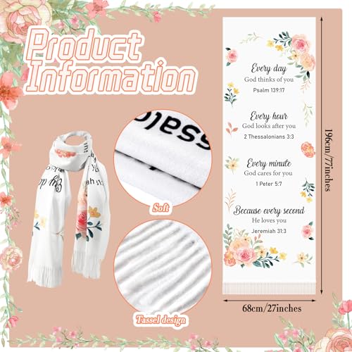 Prayer Shawl for Women Christian Prayer Scarf Floral Tassel Scarf for Teacher Mother Church Birthday Gifts3