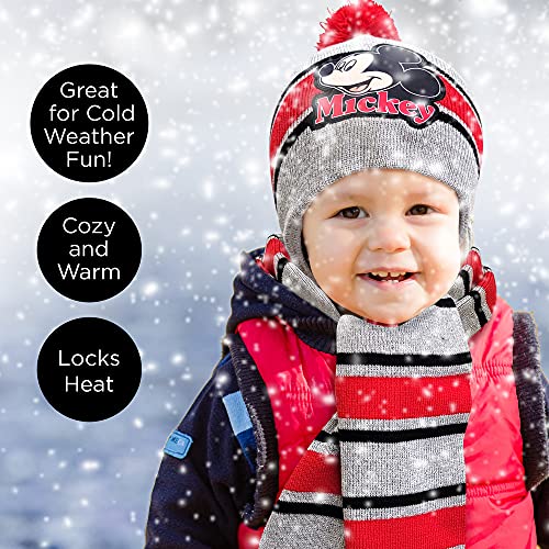 Image of Mickey Mouse Boys' Toddler Winter Hat, Scarf & Mittens Set for Ages 2-4 Or Hat, Scarves & Kids Gloves Sets for Ages 4-7