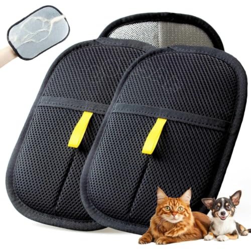 Image of ComSaf Pet Hair Removal Gloves, Static-Enhanced Pet Hair Removal Mitt [2 Pcs], Reusable Grooming Mitt Cleaning Glove for Furniture, Carpets, Car Seats & Gentle Massage for Dogs Cats (23.5x18cm)