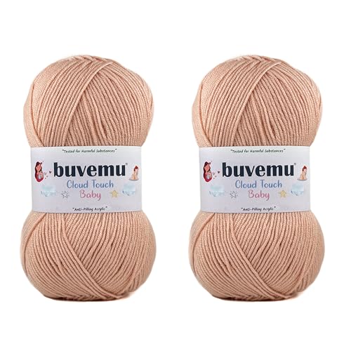 Image of Cloud Touch Baby - DK Weight Soft Anti-Pilling Yarn for Baby Clothes, Blankets & Amigurumi Crochet & Knitting, 90% Acrylic 10% Viscose derived from Bamboo, 3.53 Oz / 262 Yards (Nude, 2 Pack)
