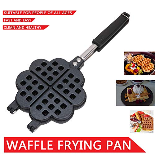 Waffeleisen antihaftbeschichtet, Gusseisen-Waffelmacher, doppelseitig, Herzform, PFOA-frei, für Haushalt, Café… – Bild 4