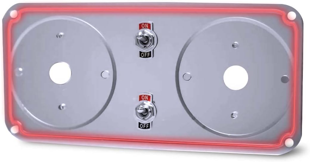Florida’s Finest Customs Peterbilt Dome Lights Plate (Purple) | Peterbilt Mirror Light Plate Insert w/Lever Switches | Framed Cab Interior Lighting | Fits 379, 389 | Custom Semi-Truck Accessories