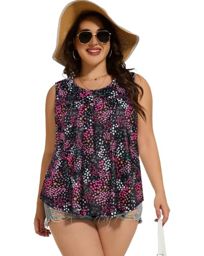 Image of Women Plus Size Tank Top Casual Summer Tops Loose Fit Sleeveless T Shirts Trendy Crewneck Tunic Tees 2026