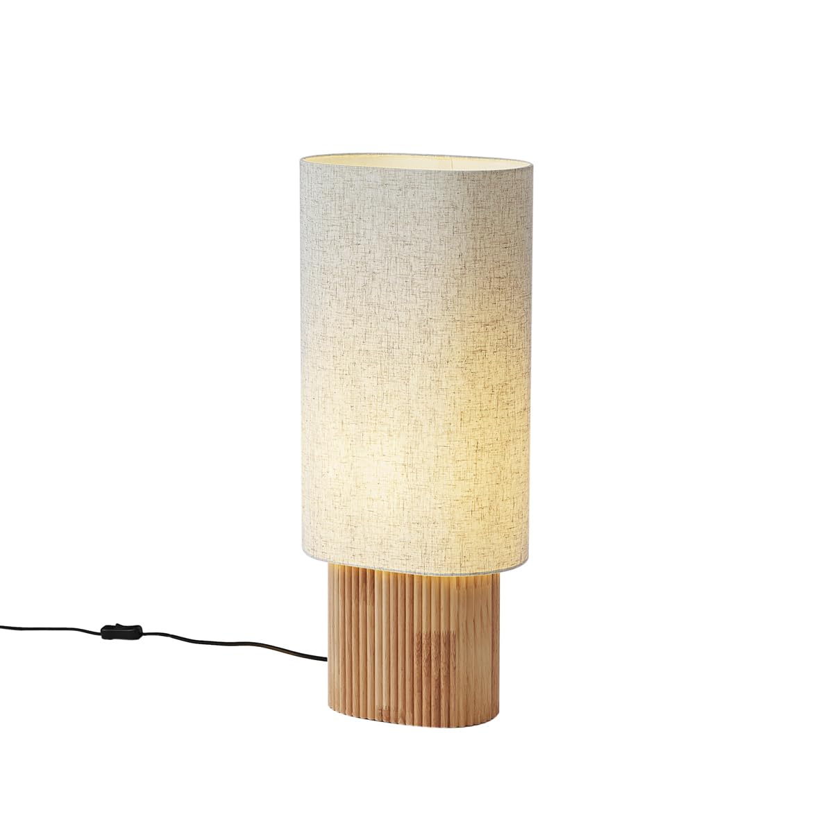 Qazqa Naturel Japandi Floor Lamp With Shade, Standing Lamp - Lamel - Oval, Wood, Max. 15W, E27, 70Cm, Living Room