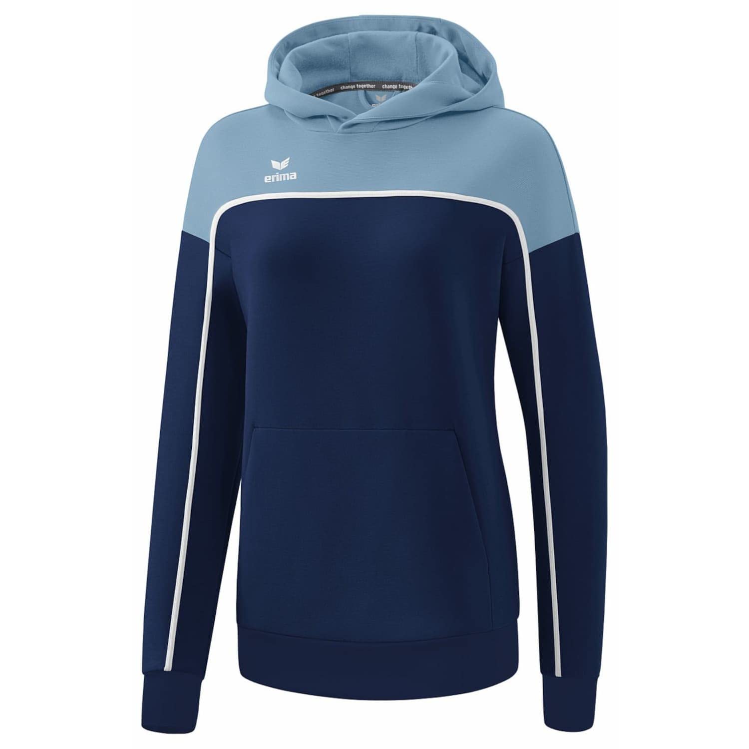 Erima Unisex Women's „CHANGE hooded sweatshirt, new navy/faded denim/white, 40