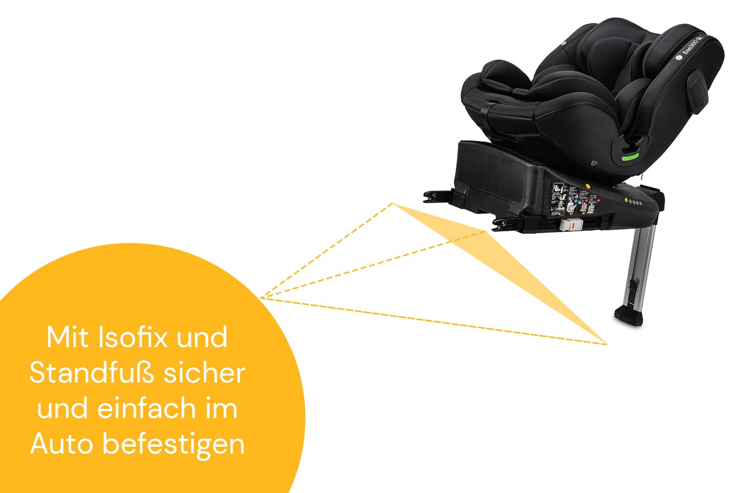 OSANN - Silla de coche giratoria ENO360 SL Isofix i-Size con soporte - 40-150 cm - 0 meses a 12 años - GRUPO 0+, 1, 2, 3 - Negro