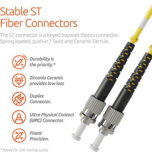 Image of BEYONDTECH 2m (6.56ft) LC to ST Fiber Patch Cable - (2 Pack) UPC Single-Mode Duplex Fiber Optic Cable - 9 /125m core, Compatible with OS1 & OS2 - LSZH PUREOptics Series
