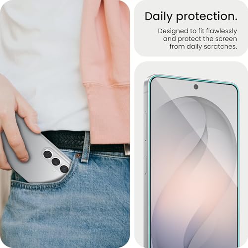 Image of FIRST MART Tempered Glass for Samsung Galaxy S26 Plus 5G with Silver Camera Ring Guard & Installation Kit | HD Clear Edge-to-Edge Screen Protector, Scratch Resistant, Case-Friendly | Pack of 1