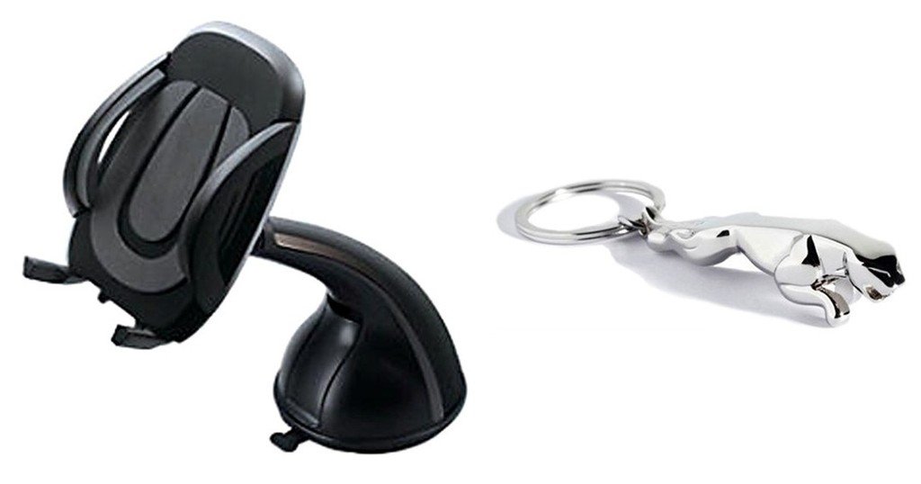 ManeKo IMount Grey Black Universal Car Mount Cradle Holder/GPS Suction Car Mobile Holder for Windshied & Silver Jaguar Metallic Finish Key Chain Combo