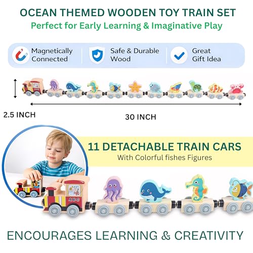Image of Number Enlightenment Wooden Toy Train for Toddlers - Animal, Transportation, Fruit, Color Recognition Early Education Blocks (Train Toy Model 3)