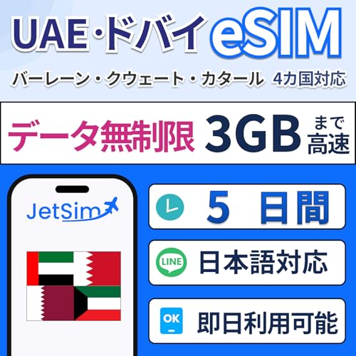 hoC UAE eSIM 5  f[^g 3GB܂ō COsim WFbgV JetSim o[ NEF[g J^[
