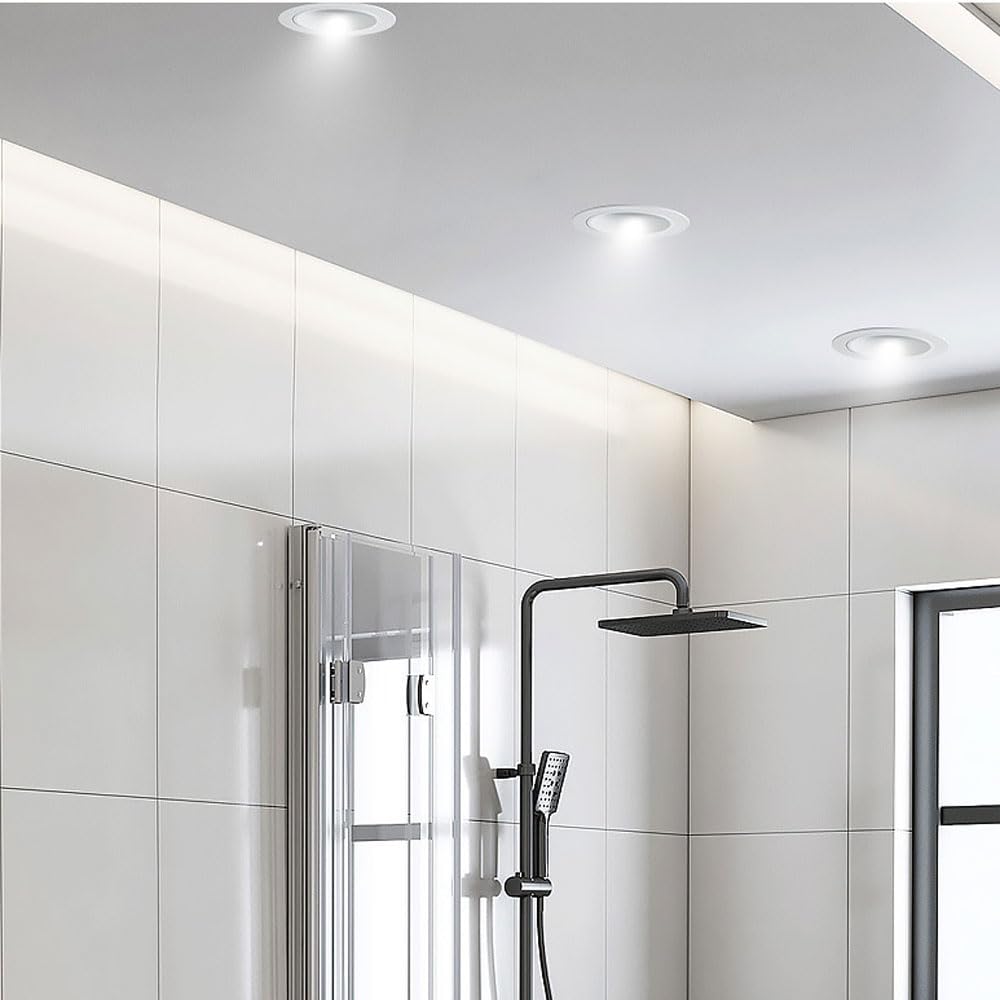 Faretto da Incasso a LED dimmerabile 12W IP44 Faretto da Doccia Impermeabile da 3,7 Pollici Corpo in Alluminio Ultra Sottile Faretto da soffitto CRI 90 per Bagno Camera d(Nero)