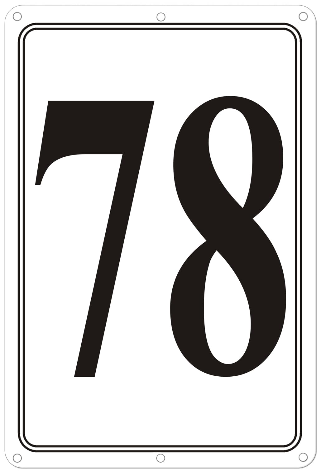 Premium Aluminum Number Signs 78, Metal 12" X 8" Numbered Signs Outdoor for Parking Lots, Floor, Dock, Court, Aisle, Field, High Visibility, No Fade, Weather-resistant
