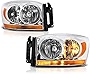 For 2006 Dodge RAM 1500 2500 3500 Pickup Truck Chrome OE-Style Headlight Housing Headlamp Assembly Replacement Set Driver & Passenger Side