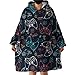 Sleepwish Gamer Wearable Blanket Hoodie Black Gamepad Sherpa Fleece Hooded Blanket for Boys Girls, Warm & Comfortable Blanket Sweatshirt with Giant Pocket and Sleeves (Red, Kids 54
