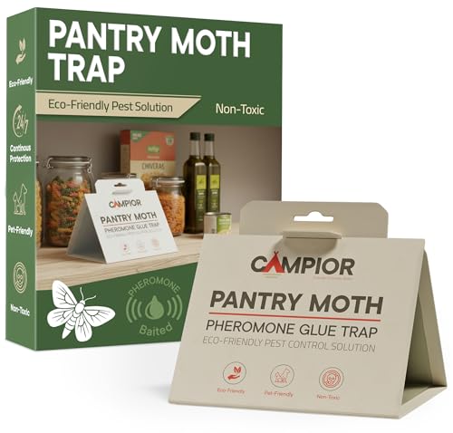 Pantry Moth Traps with Pheromones (6 Pack) – Non‑Toxic, Odor‑Free Sticky Glue Traps for Pantry Moth Treatment & Prevention, Targets Web‑Spinning Food Moths, for Kitchens & Food Storage