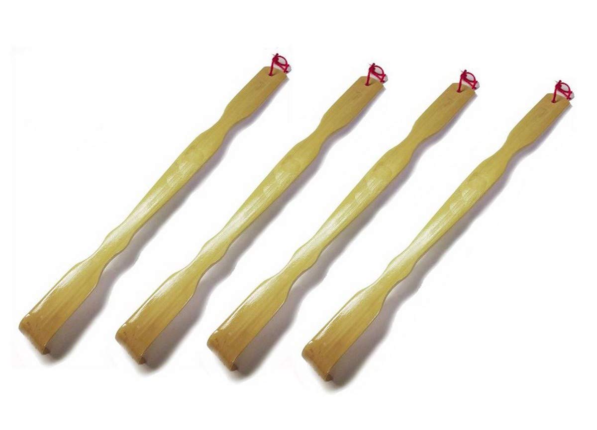 JapanBargain, 4-Pack Extra Long Bamboo Backscratcher, 17 Inch Wooden Back Scratcher for Itching Relief and Body Relaxation, Natural Bamboo Wood Rake