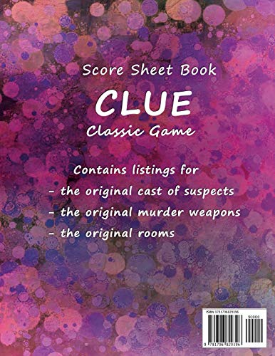 Clue Classic Game Score Sheet Book: Large 8.5x11 blank score sheet paperback that can be used with the game of Clue. image 4