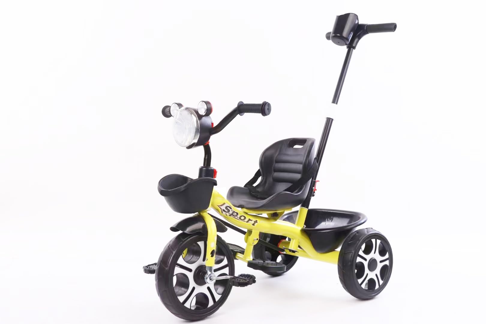 Kids Tricycle with Pushing Removable Handle Bar, Smart Baby Three Wheels Tricycle, New Edition for Outdoor for Kids LB 2269 (Yellow)
