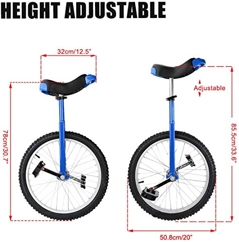 RZiioo 16/18/20/24"Roue Formateur monocycle Hauteur réglable antidérapant Montagne Pneu équilibre Exercice de Cyclisme, avec Support de monocycle, monocycle de Roue - Image 4