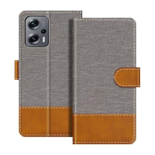 UOGNADGD ���U�[�t���b�v�E�H���b�g�P�[�X Xiaomi Redmi Note 11T Pro+ �Ƃ̌݊������� �J�[�h�z���_�[�t�� �d�b�J�o�[ RFID�u���b�N �}�O�l�b�g�N���[�W���[���L�b�N�X�^���h (�O���[)