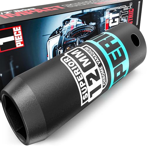 Image of 1 /2 inch Drive Impact Socket, 12 mm Deep Socket, Metric, 6 Point, CR-V, for Automotive Maintaince, Mechanical Equipment Maintaince