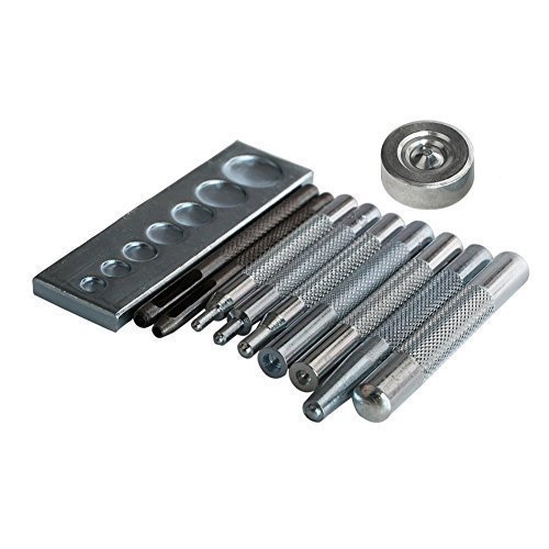 Co-link DIY 11 pcs Fertigkeit-Werkzeug Gesenkstanze Schnapp Nieten Setter-Basis-Kit mit Sockel für Lederhandwerk Lochungen und Installieren Rivet Knopf