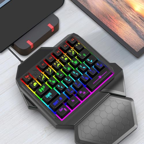 AOOOWER Single Handed Professional Gaming Keyboard LED 35 Keys Small Cord Mechanical for PC Gamer Ergonomic Wrist Rest Ergonomic Gaming with Wrist Rest – Image 3