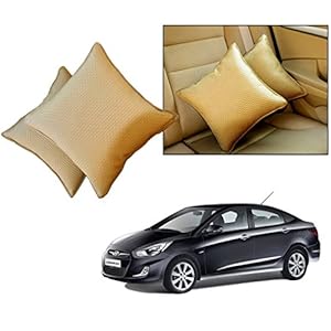Auto Pearl Car Vastra Cushion Set for Car and Home, Compatible withVerna Fluidic (Set of 2, Beige)