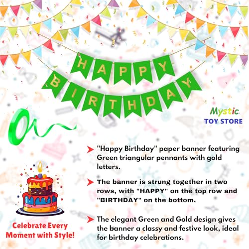 Image of 5th Happy Birthday Decoration Kit Green for 5 year Old Boys Girls Baby with Number Five Party Decorations Decor Celebration Items Item Set Combo Reusable Paper Banner