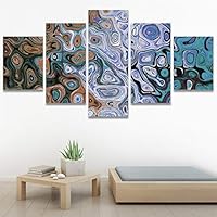 SIGNWIN 5 Panel Canvas Wall Art Modern Art Abstract Contemporary Edgy Mixed Media Multicolor Patterns for Home Decorations Ready to Hang - 60