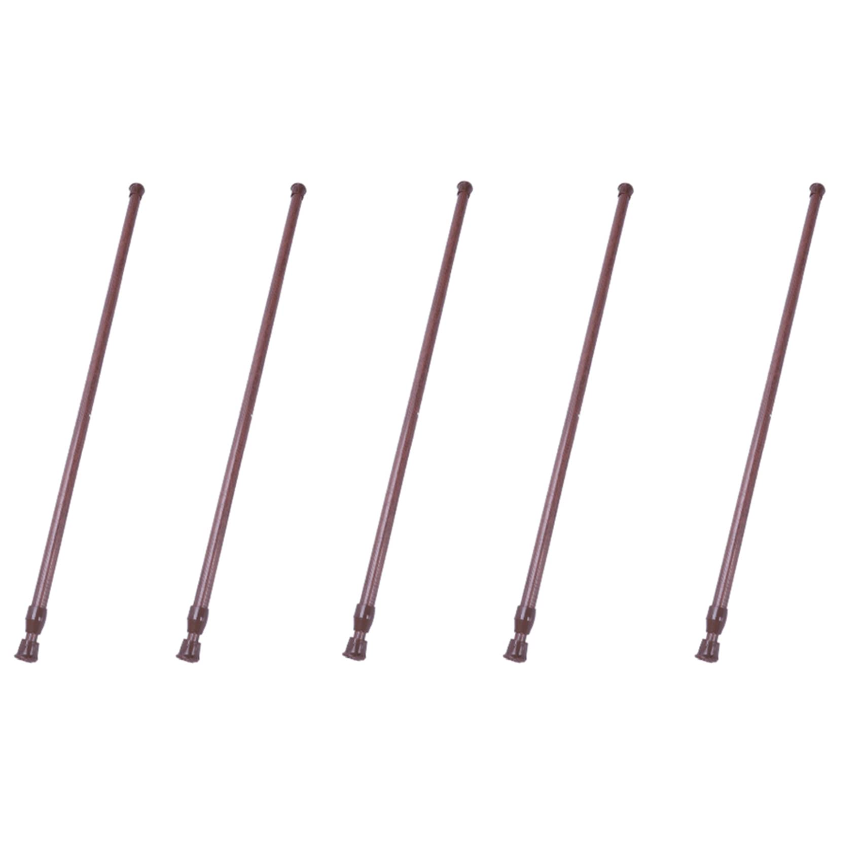 Hndhbfgrt 5X Extendable Telescopic Spring Loaded Net Voile Tension Curtain Rail Pole Rods,55-90cm,Wood Color