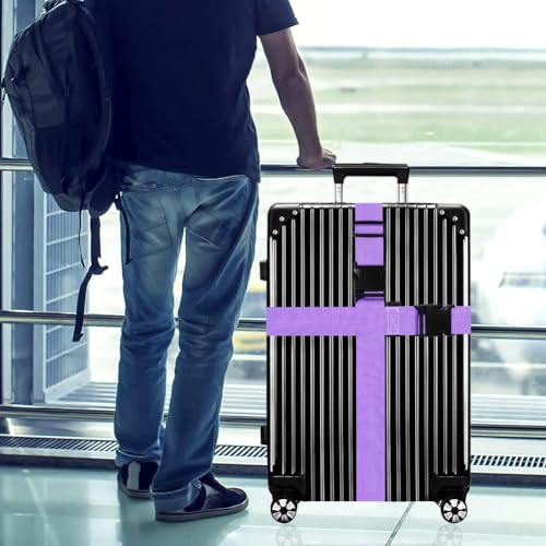 Image of Luggage Straps for Suitcases TSA Approved-2 Pack Bright Personalized Luggage Belt Strap for Suitcase /Carry On Bag Luggage Accessories for Travel (Violet)