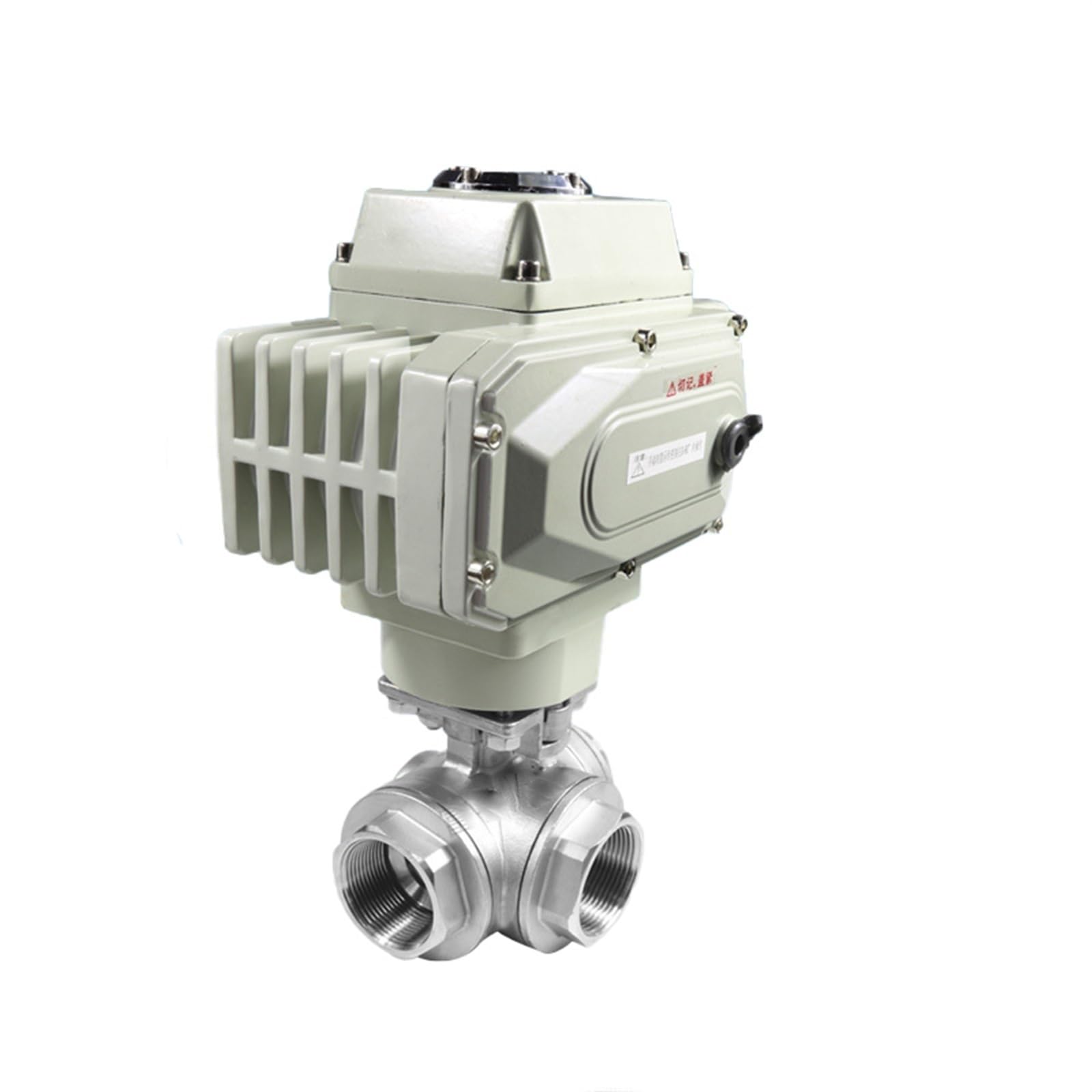 BOOGHIGC Q911F-16P DN40 3 Way High Platform Motorized Ball Valve Stainless Steel Female Thread Electric 1Pcs(12VDC-L TYPE)