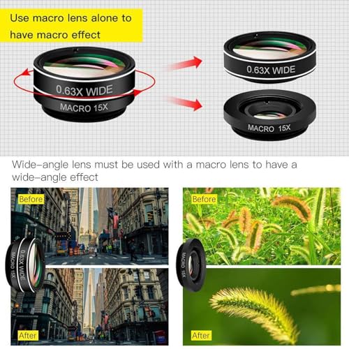 Kit de lentes de cámara para teléfono móvil con gran angular y macro 6
