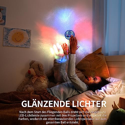 Ivtivfu Fliegender Ball Spielzeug (Blau), LED Flying Spinner, Magic Hover Schwebe Magischer Ball, Bumerang Drohne Toys für Mädchen und Junge, Geschenk für Kinder ab 6, 7, 8, 9, 10, 12 Jahren