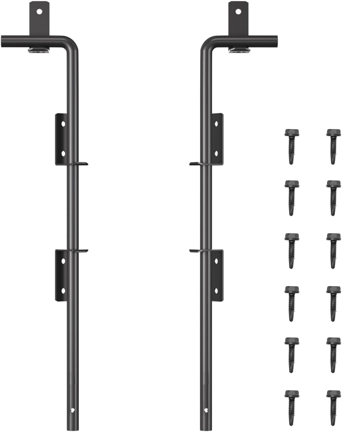 24" Gate Drop Rod, Cane Bolt- Easy to Install, Premium Black Plastic Spraying - Secure and Durable - Ideal for Wood, Vinyl, and Garden Gates - Corrosion Resistant(rod-24-2)