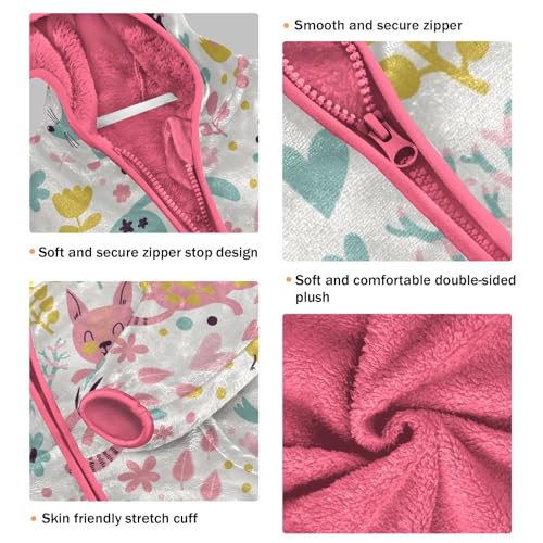 OTVEE Sweet Lovely Birds Cats Dogs Kids Hoodie Jacket Fall Spring Full Zip Warm Outwear Coat3