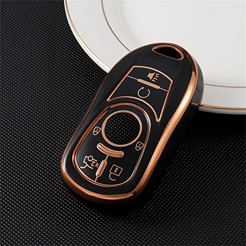 Image of for Buick Car Key Fob Cover Soft TPU with Keychain Shell Full Protective Smart Key Fob Case Compatible with Buick 2015-2023 GL8 Verano Enclave Regal Lacross Encore Envision 6 Button, Black