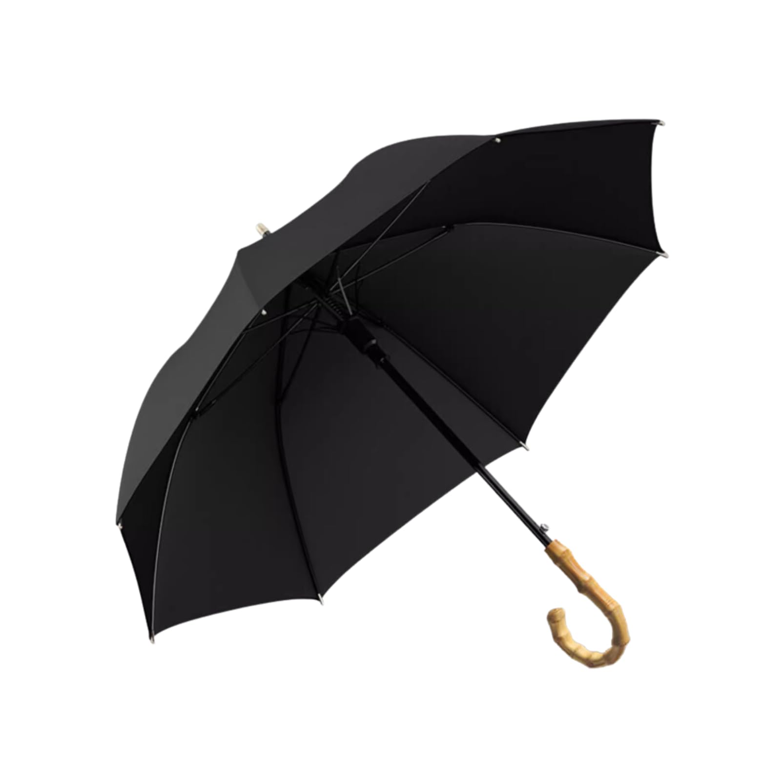 JITEM Parapluie en bâton de Bambou rétro Fait à la Main avec poignée en J Ouverture Automatique Couleur Unie 210T 8 Nervures Coupe-Vent Grand Parapluie de Pluie Classique pour Hommes et Femmes