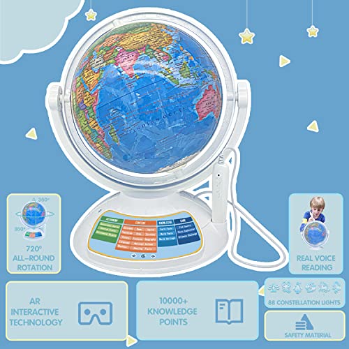 Mahgoub ON701 Intelligent Globe For Children'S Education(Stylus+App)13.78 Inch Talking Interactive Globe Early Childhood Learning Built-In Ar Globe Constellation Light,24 Functions Colorful thumb #4