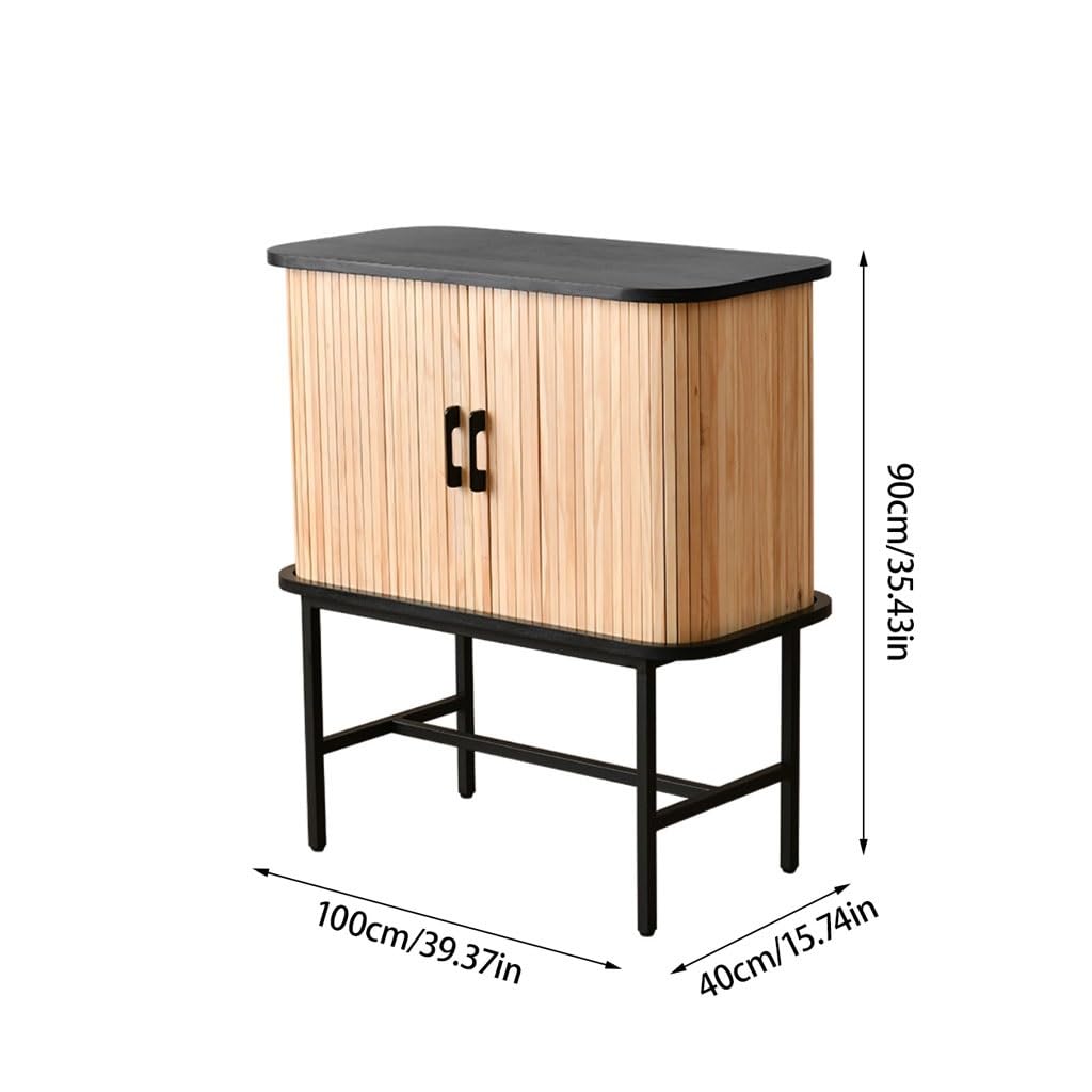 eexbz Side Board Retro Solid Wood Sideboard with Door Living Room Cabinet Kitchen Buffet Sideboard Suitable for Restaurants and Cafes Sideboard Storage Cabinet(M:100 * 40 * 90cm)