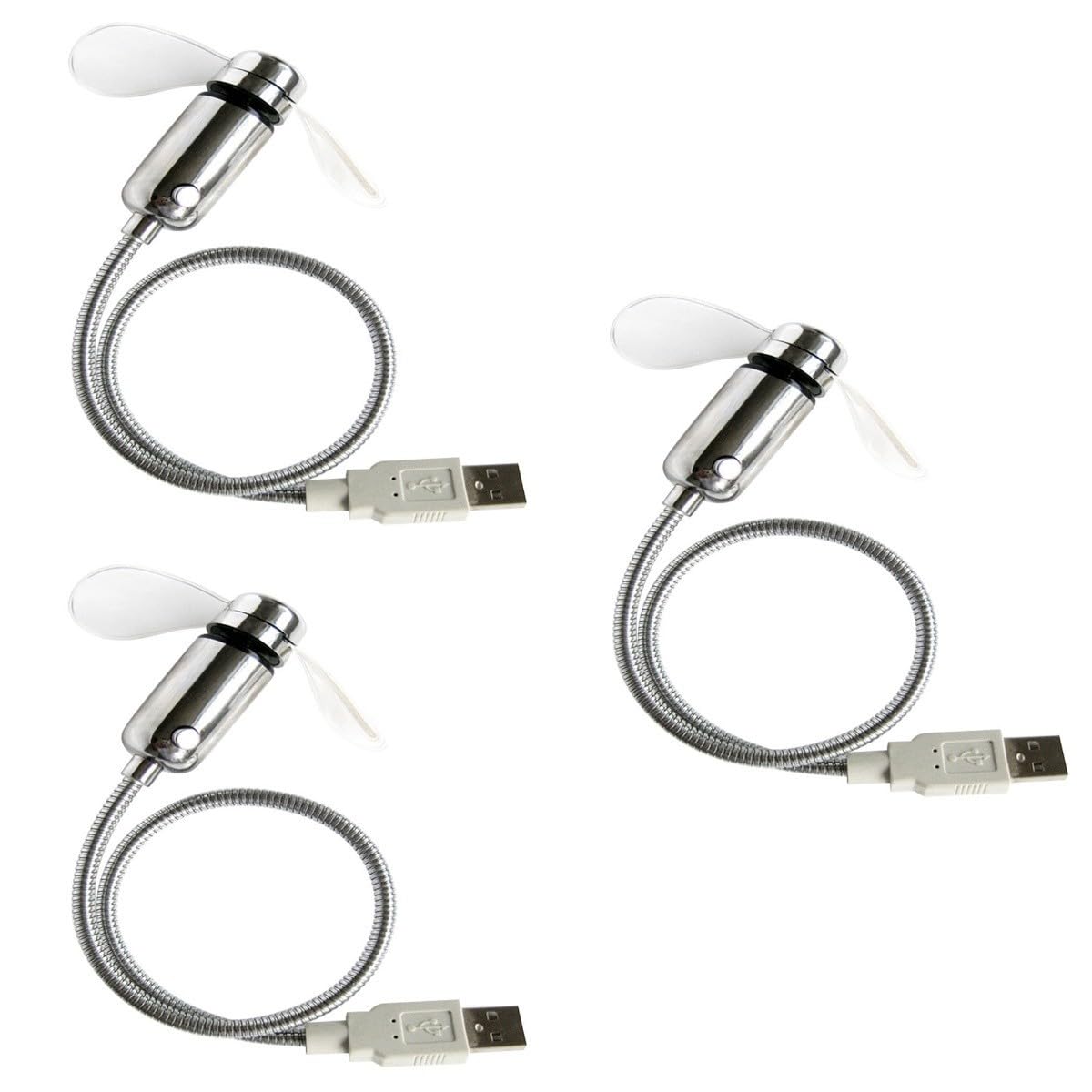 UKCOCO 3pièces Ventilateur Usb Led Avec Affichage Horloge Ventilateur Flexible à De Pour Ordinateur Portable Mini Éclairant Pour Bureau Et Détente