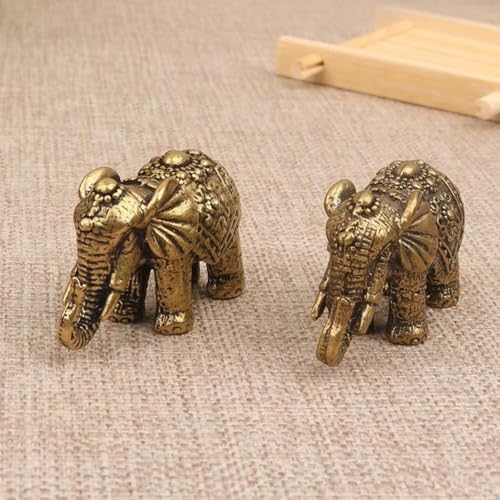 Estatua miniatura de elefante en latón sólido, 2 piezas miniatura 6