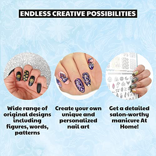 H la Cosedora Placa de estampagem de unhas - Placas grandes de modelo único para carimbar imagens fo