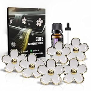 6 Pieces Daisy Car Decoration Flower Air Vent Clip Air Conditioning Outlet Clip Car Air Freshener Clip Car Interior…